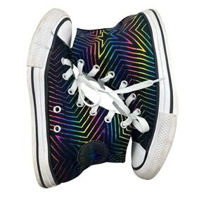 Converse Chuck Taylor All‎ Star High Top Black Rainbow Star Sneakers - Youth